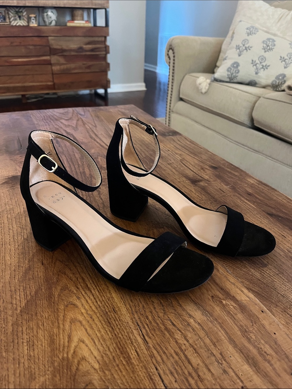 a new day Black Ankle Strap heels